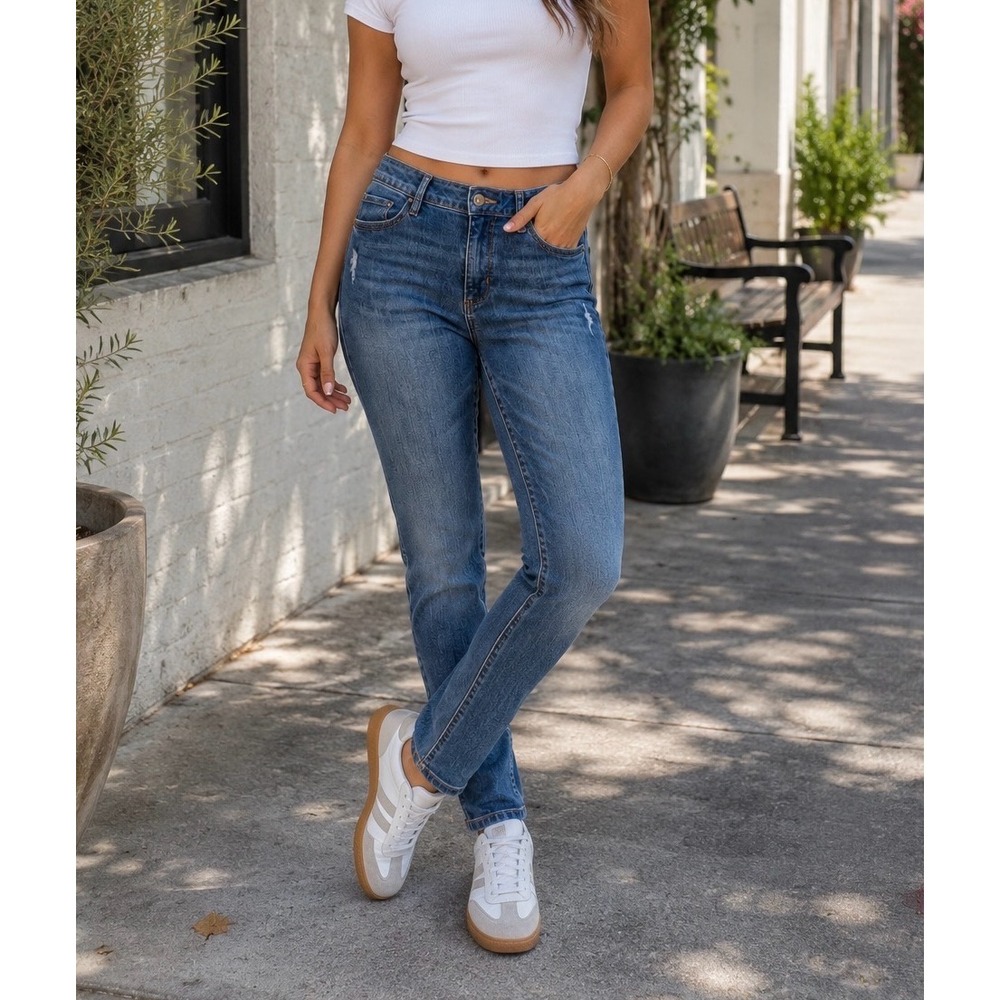 Sonoma Goods For Life Womens Skinny Jeans Medium Wash Distressed Denim 8R